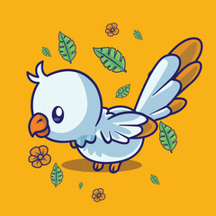 Illustration of a cute bird character in a vector pose
