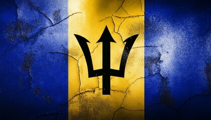 古いビンテージのバルバドスの国旗(Old grunge vintage Barbados flag.)
