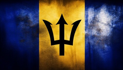古いビンテージのバルバドスの国旗(Old grunge vintage Barbados flag.)
