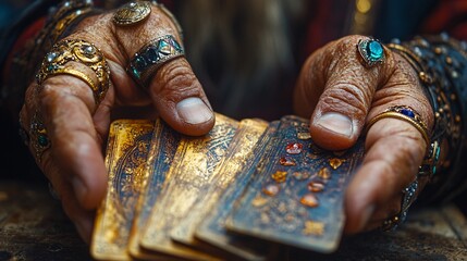 Fortune Tellers with Jeweled Fingers and Tarot Cards