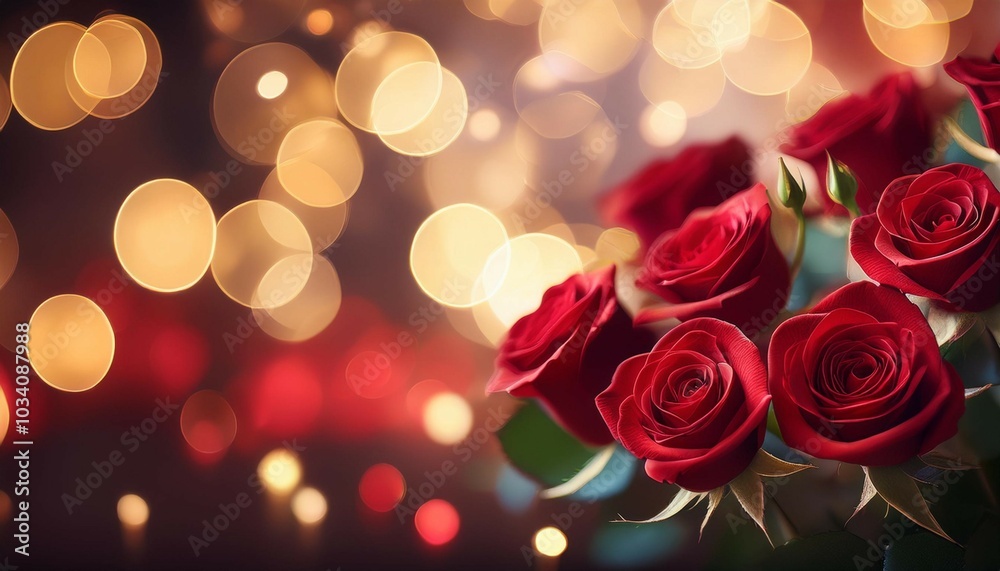 Canvas Prints red roses with a festive bokeh background