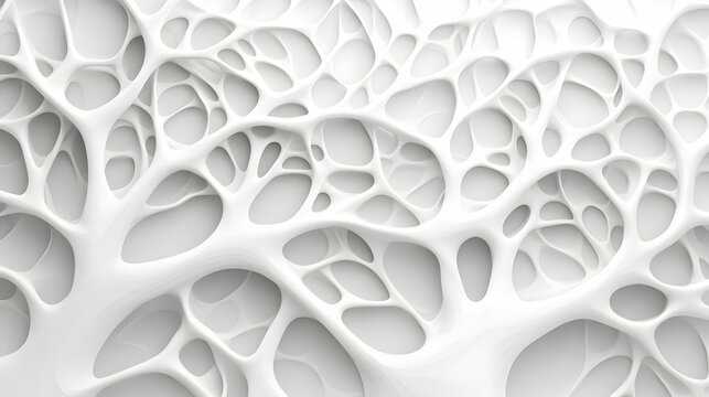 Seamless 3D White Tree of Life Tiles Pattern - Minimalist Outlines Symbolizing Mental Health Growth for Janeiro Branco with Intricate Branches and Gradual Camera Pan