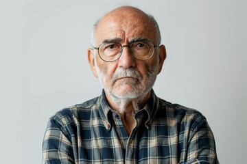 Obraz premium A Thoughtful Elderly Man Stares Seriously With Wisdom Reflected In His Deep-set Eyes