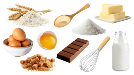 PNG baking ingredient element set, transparent background