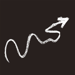 Hand Drawn Chalk Freehand Arrow on Chalkboard Background