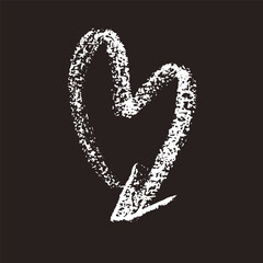 Hand Drawn Chalk Heart Arrow on Chalkboard Background