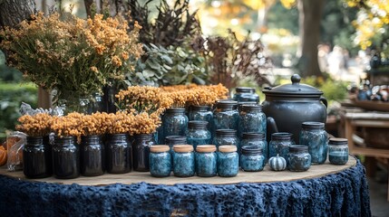 Fototapeta premium Halloween wall stickers with cauldrons and potions, great for adding a magical touch to kitchens or dining areas