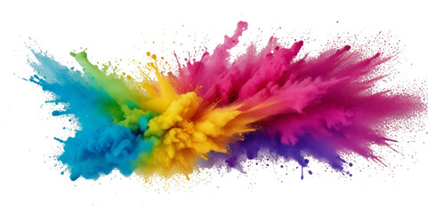 vector watercolor rainbow multicolor splatter design background. multicolored rainbow explosion of cloud powder paint  decoration isolated on transparent background.