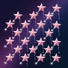 Elegant celestial background pattern featuring rose gold rating stars with sparkling light trails signifying luxury and achievement.