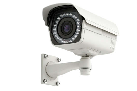 CCTV Security camera isolated white background, cut out png.