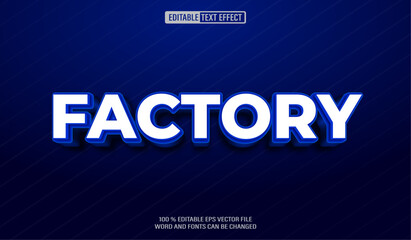 Editable 3d text style effect - Factory Blue Bold  text effect Template