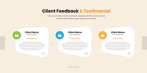 Simple modern feedback and testimonial section design for web interface