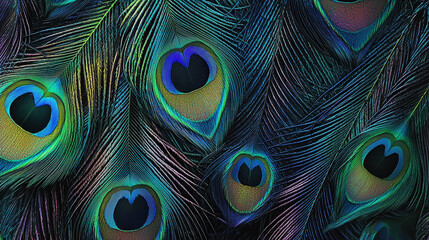Fototapeta premium Close-Up of Peacock Feathers in Vibrant Colors