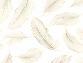 Minimalist Seamless Pattern of Flat White Feather Outlines � Delicate and Light Emotions for Janeiro Branco in Stylish Vector Design