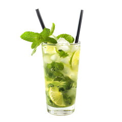 Refreshing mojito with mint and lime garnished, served in a tall glass during a summer afternoon gathering