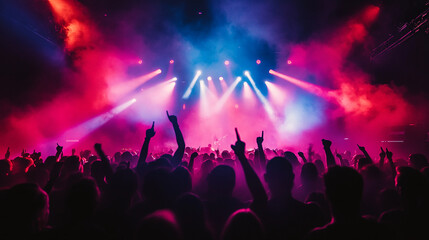 Live music venue with laser beams, smoke, and electricity