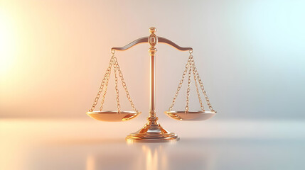 3D Glossy Scales of Democracy Concept: Close-Up of Shiny Balance Between Democracy and Policy Issues with Clear Copy Space for Civic Education - 3D Icon on White Background