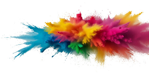 Colorful smoke rainbow painted fog festival background. Colorful rainbow paint color smoke cloud explosion isolated on transparent background.