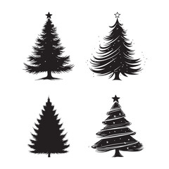 Obraz premium vector of black silhouette of Tinsel Tree