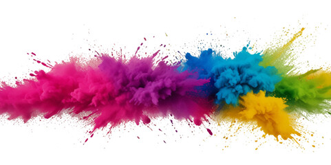 Colorful smoke rainbow painted fog festival background. Colorful rainbow paint color smoke cloud explosion isolated on transparent background.