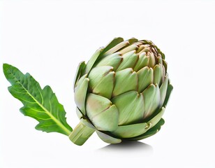 Obraz premium Fresh artichoke with a leaf
