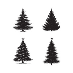 Obraz premium vector of black silhouette of Tinsel Tree