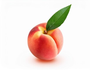 Fresh peach with a green leaf