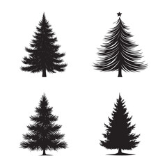 Obraz premium vector of black silhouette of Tinsel Tree