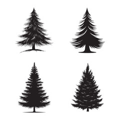 Obraz premium vector of black silhouette of Tinsel Tree