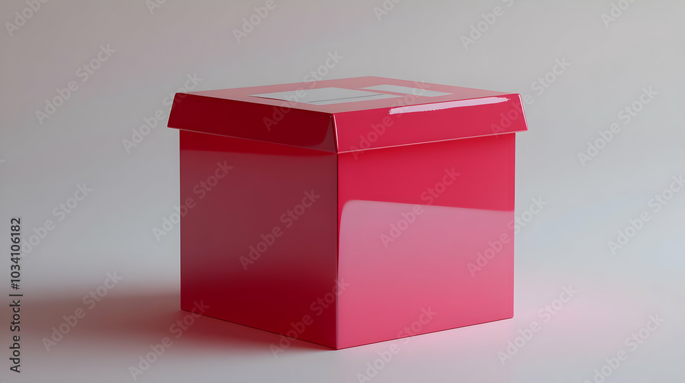 Canvas Prints 3D Glossy Ballot Box with Policy Papers | Medium Shot, Camera Rotation, Transparency Effect, Large Copy Space | Ideal for Voter Education Content | Icon on Isolated White Background