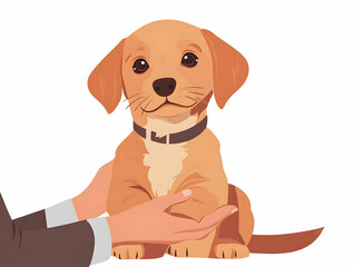 Mindful Pet Interaction: Close-Up of Hands Petting Animal in Therapy, Showcasing Human-Animal Bond in Animal Assisted Therapy - Flat Vector Illustration