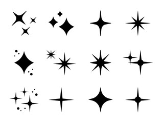 Hand drawn sparkling stars collection