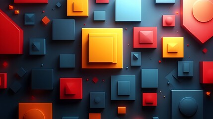 Abstract Geometric Shapes Colorful 3D Design