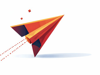 Flat Ballot Paper Airplane Vector Illustration: Journey of a Vote with Flight Path - Isolated Design for Smart Business Concepts