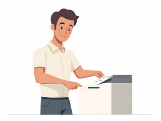Flat Ballot Counters: A Medium Shot Showcasing Focused Examination of Votes Amidst Careful Scrutiny - Simple Flat Vector Illustration