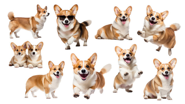 Cute corgi png element set, transparent background