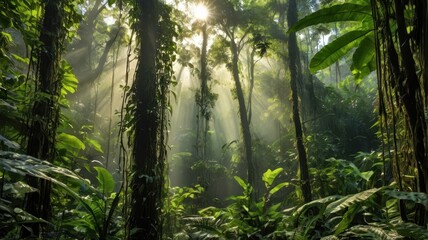 rays of light through forest