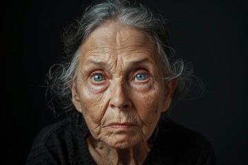 Captivating Portrait of an Elderly Woman, Expressing Depth and Stories Through Her Eyes and Features