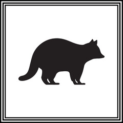 Raccoon silhouette illustration on white background