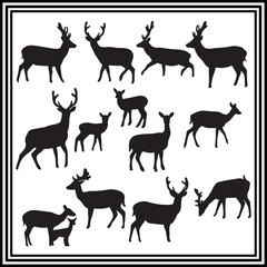 A collection of deer silhouette