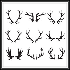 Deer antler silhouette set, antler element.