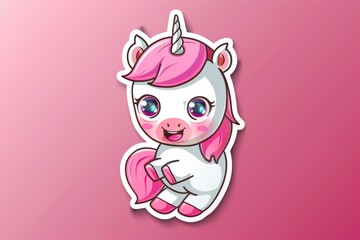 A Cartoon Unicorn with a Pink Mane and Horn