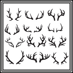 A silhouette set of Deer antler, antler elements.