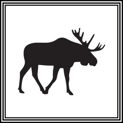 A silhouette  of moose isolated on white background