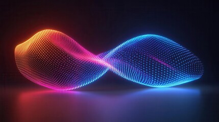 Fototapeta premium Colorful wave of light in vibrant neon shades on dark background.