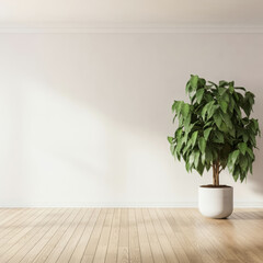 Fototapeta premium Empty blank interior with home plant background wallpaper