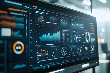 Fototapeta premium Futuristic Digital Dashboard Displaying Data and Analytics