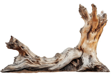 Driftwood isolated on white background, cut out png.