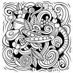 Cartoon vector doodles Diet food illustration