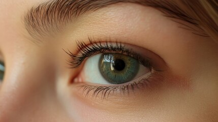 Obraz premium Green eye close up with eyelashes